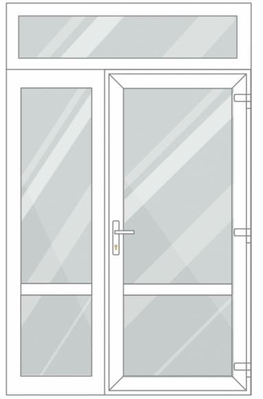  PVC entrance doors with 1 side and 1 top windows