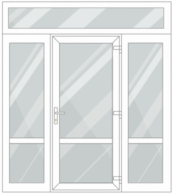 PVC entrance doors with 2 side and 1 top windows