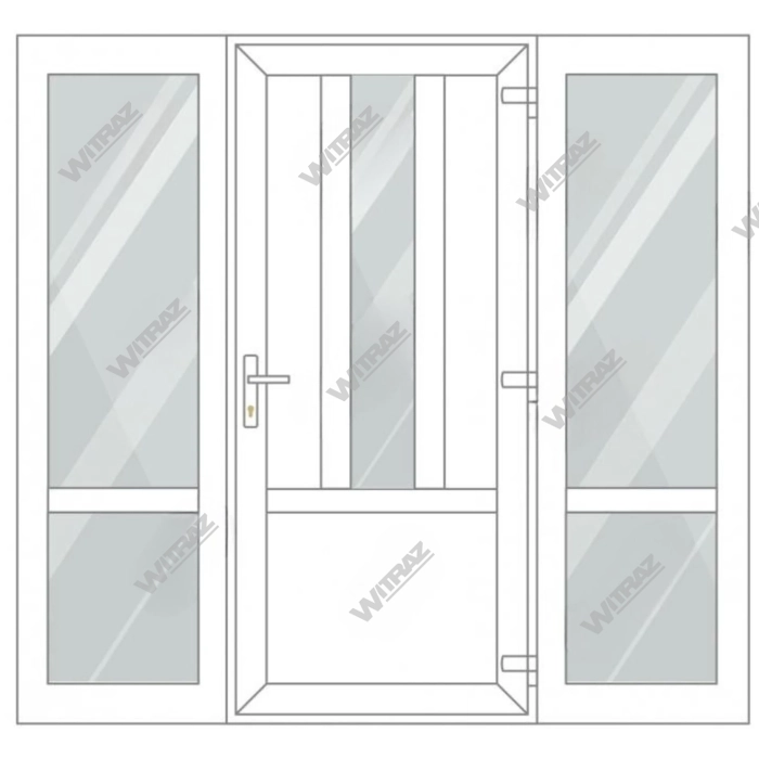  PVC entrance doors with 2 side windows - Door (3 PVC) + 2 Sides (glass + glass)