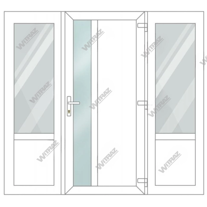  PVC entrance doors with 2 side windows - Door (matte glass + PVC) + 2 Sides (glass + PVC)