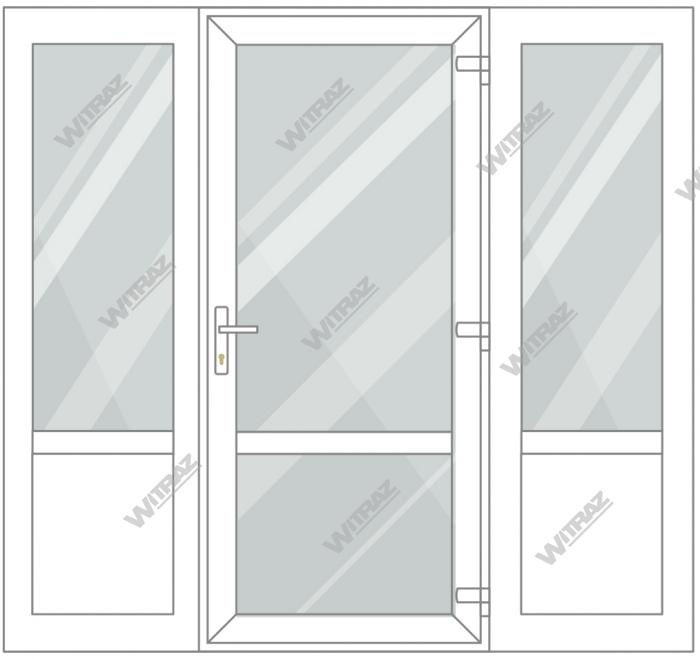 PVC entrance doors with 2 side windows - Door (glass + glass) + 2 Sides (glass + PVC)