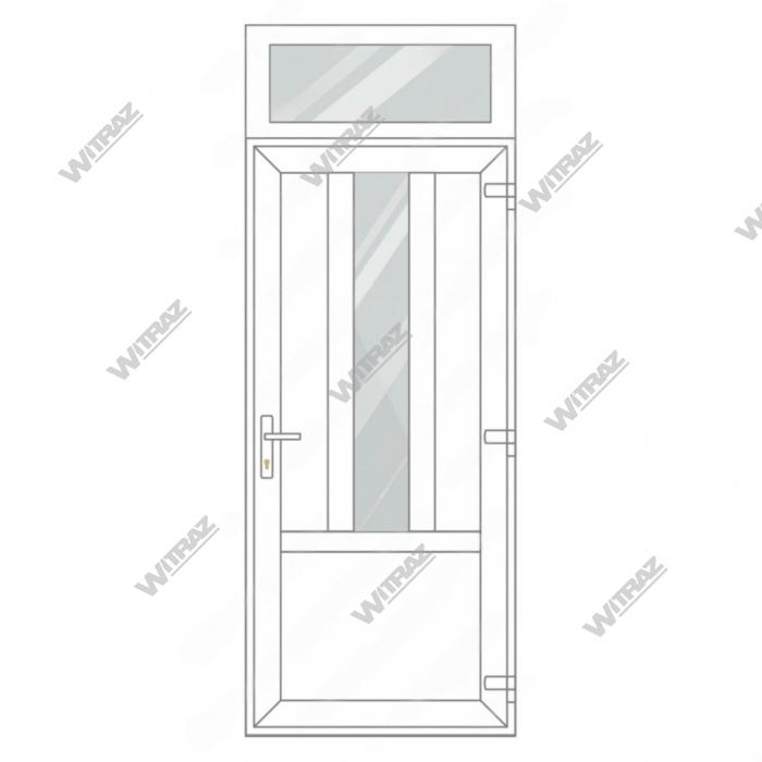 PVC entrance doors with top window - Door (3 PVC) + Upper window (glass)