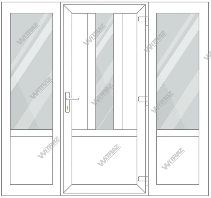 PVC entrance doors with 2 side windows - Door ((PVC + glass + PVC) + PVC)) + 2 Sides (glass + PVC)