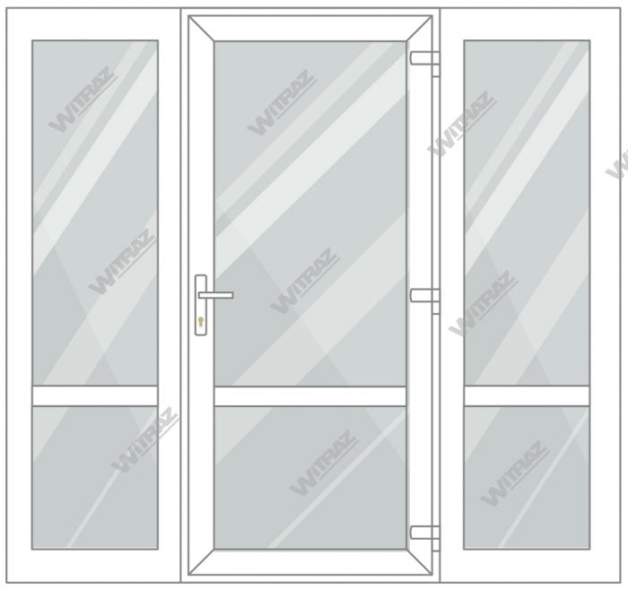 PVC entrance doors with 2 side windows - Door (glass + glass) + 2 Sides (glass + glass)