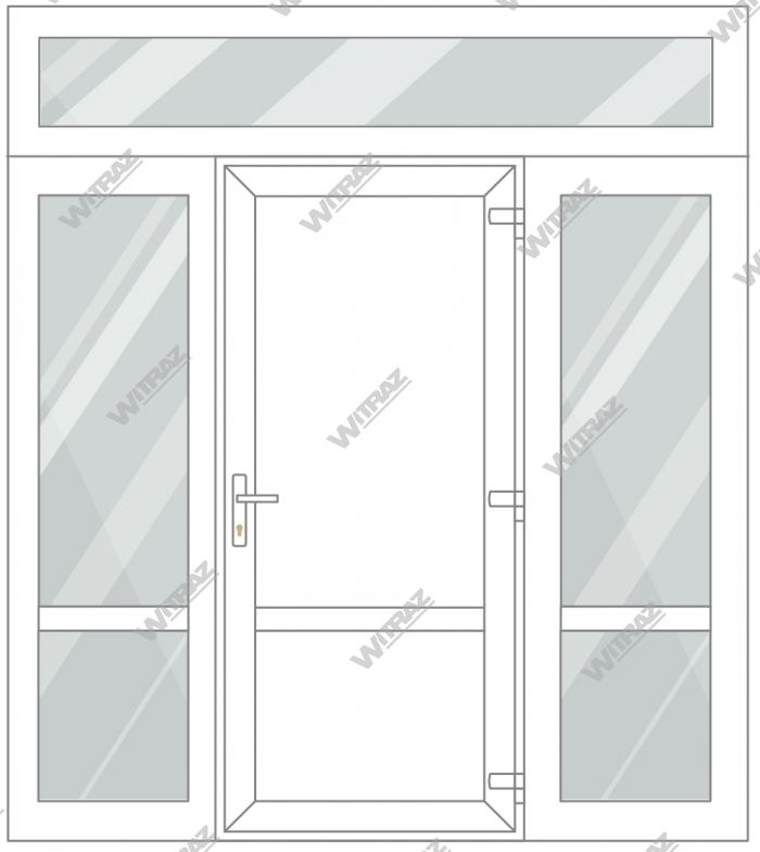 PVC entrance doors with 2 side and 1 top windows - Door (PVC + PVC) + 2 Sides (glass + glass) + Upper window (glass)