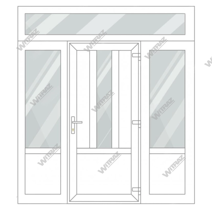 PVC entrance doors with 2 side and 1 top windows - Door (3 PVC) + 2 Sides (glass + PVC) + Upper window (glass)