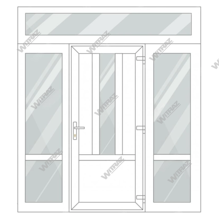 PVC entrance doors with 2 side and 1 top windows - Door (3 PVC) + 2 Sides (glass + glass) + Upper window (glass)