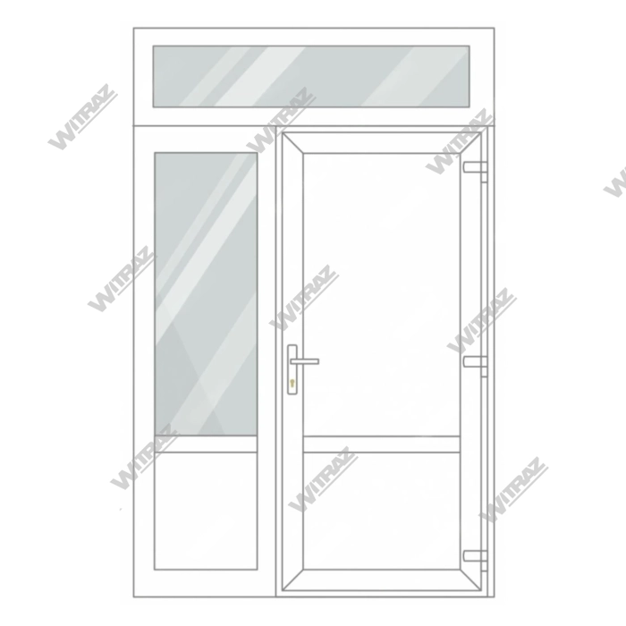 Puertas de entrada de PVC con una ventana lateral y con una ventana superior - Puerta (PVC + PVC) + lateral (cristal + PVC) + ventana superior (cristal)