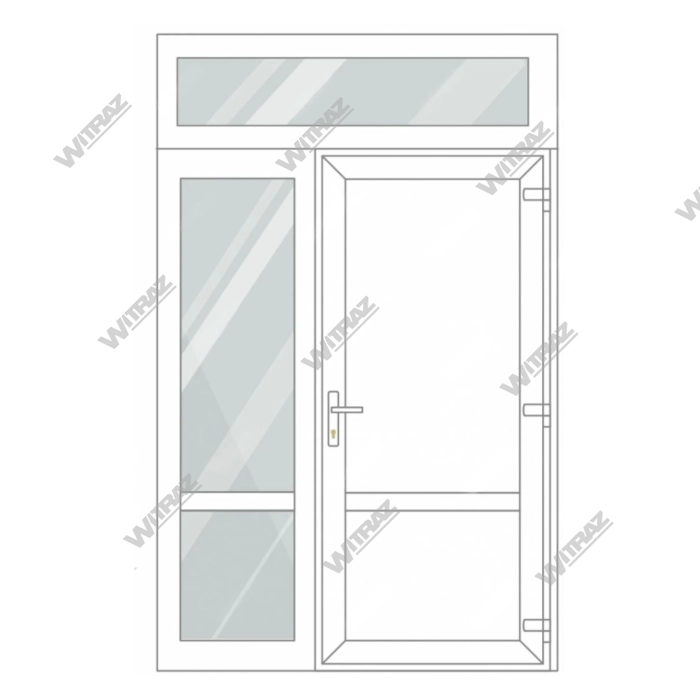 Puertas de entrada de PVC con una ventana lateral y con una ventana superior - Puerta (PVC + PVC) + lateral (cristal + cristal) + ventana superior (cristal)
