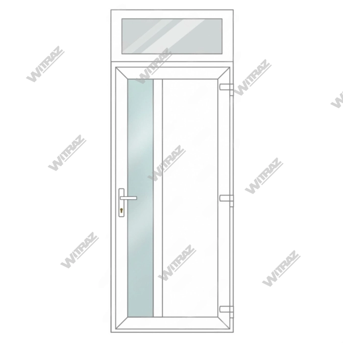 Puertas de entrada de PVC con ventana superior - Puerta (cristal mate + PVC) + ventana superior (cristal) 
