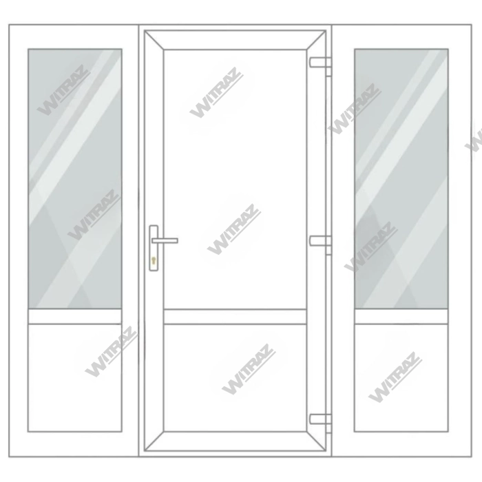  PVC entrance doors with 2 side windows - Door (PVC + PVC) + 2 Sides (glass + PVC)