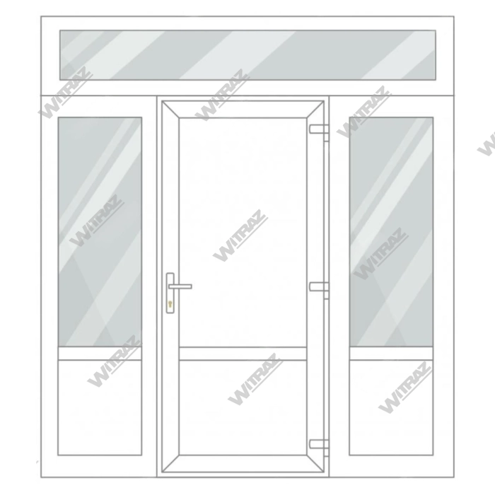 PVC entrance doors with 2 side and 1 top windows - Door (PVC+ PVC) + 2 Sides (glass + PVC) + Upper window (glass)