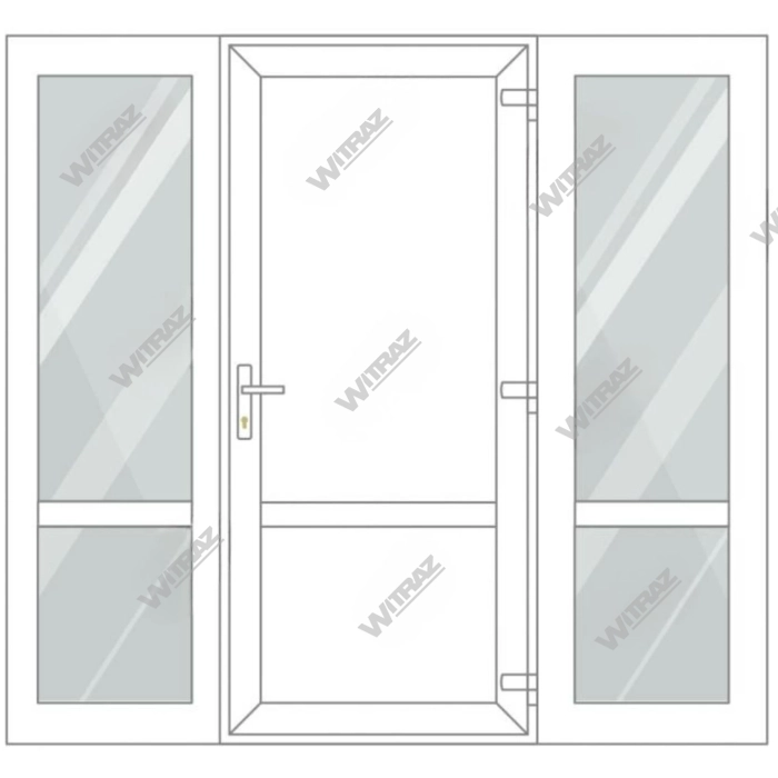  PVC entrance doors with 2 side windows - Door (PVC + PVC) + 2 Sides (glass + glass)