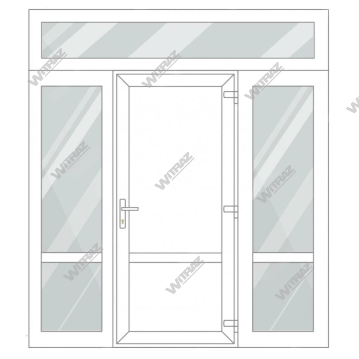 PVC entrance doors with 2 side and 1 top windows - Door (PVC + PVC) + 2 Sides (glass + glass) + Upper window (glass)