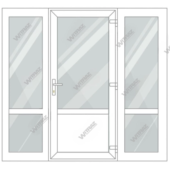  PVC entrance doors with 2 side windows - Door (glass + PVC) + 2 Sides (glass + glass)