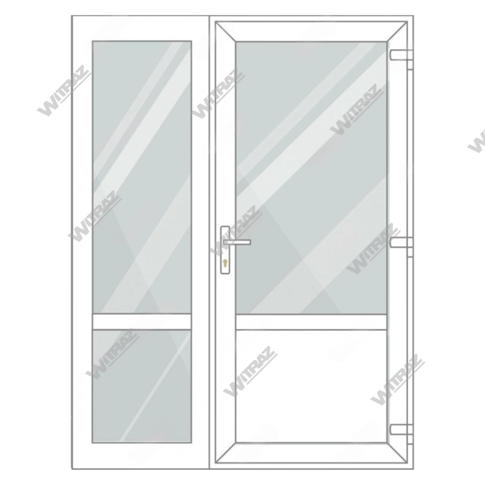 PVC entrance doors with side window - Door (glass + PVC) + Side (glass + glass)