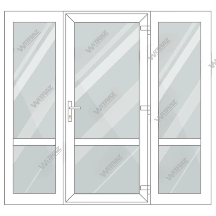  PVC entrance doors with 2 side windows - Door (glass + glass) + 2 Sides (glass + glass)