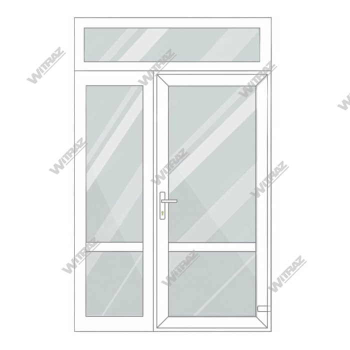  PVC entrance doors with 1 side and 1 top windows - Door (glass + glass) + Side (glass + glass) + Upper window (glass)