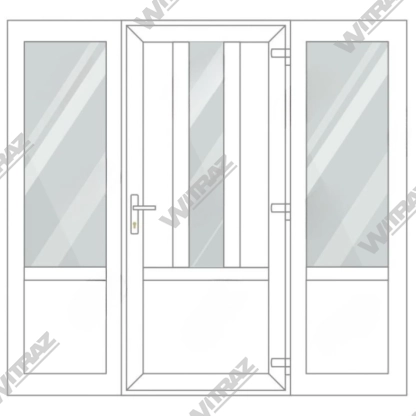   PVC entrance doors with 2 side windows - Door (3 PVC) + 2 Sides (glass + PVC)