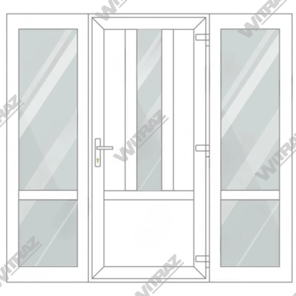  PVC entrance doors with 2 side windows - Door (3 PVC) + 2 Sides (glass + glass)