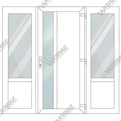   PVC entrance doors with 2 side windows - Door (matte glass + PVC) + 2 Sides (glass + PVC)