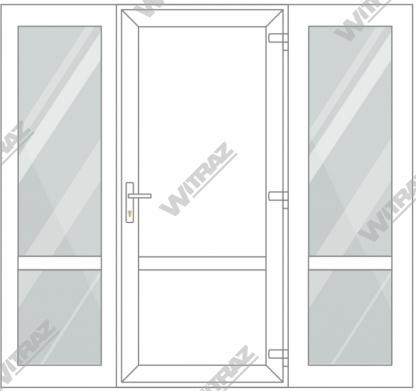   PVC entrance doors with 2 side windows - Door (PVC + PVC) + 2 Sides (glass + glass)