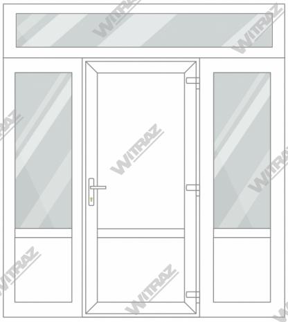  PVC entrance doors with 2 side and 1 top windows - Door (PVC+ PVC) + 2 Sides (glass + PVC) + Upper window (glass)