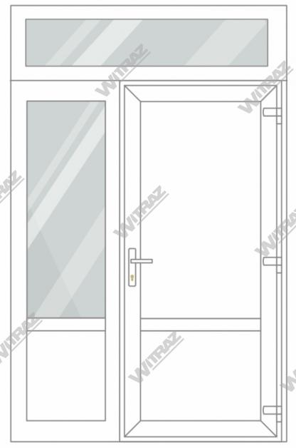   PVC entrance doors with 1 side and 1 top windows - Door (PVC + PVC) + Side (glass + PVC) + Upper window (glass)