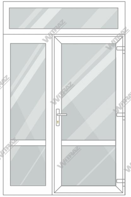   PVC entrance doors with 1 side and 1 top windows - Door (glass + glass) + Side (glass + glass) + Upper window (glass)