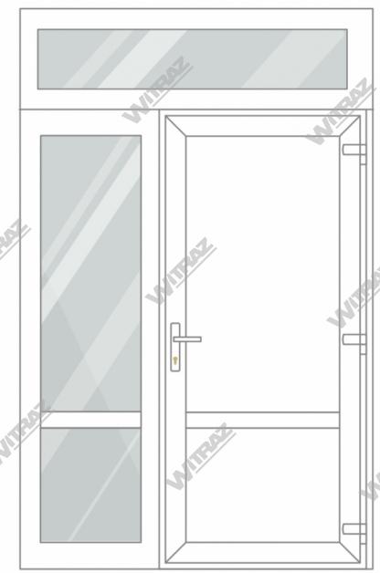   PVC entrance doors with 1 side and 1 top windows - Door (PVC + PVC) + Side (glass + glass) + Upper window (glass)