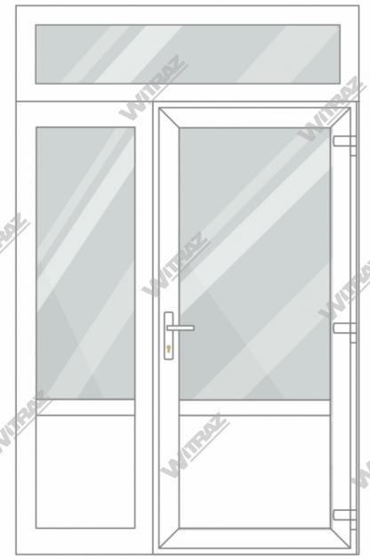   PVC entrance doors with 1 side and 1 top windows - Door (glass + PVC) + Side (glass + PVC) + Upper window (glass)