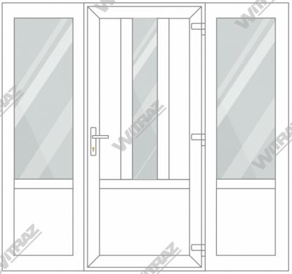   PVC entrance doors with 2 side windows - Door ((PVC + glass + PVC) + PVC)) + 2 Sides (glass + PVC)
