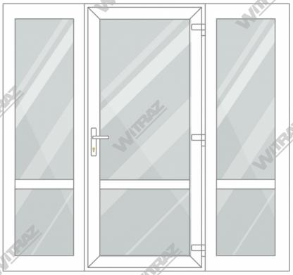   PVC entrance doors with 2 side windows - Door (glass + glass) + 2 Sides (glass + glass)