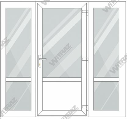  PVC entrance doors with 2 side windows - Door (glass + PVC) + 2 Sides (glass + glass)