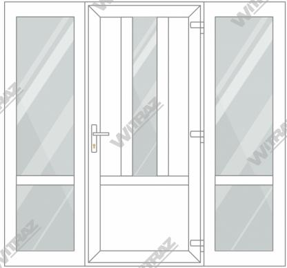   PVC entrance doors with 2 side windows - Door ((PVC + glass + PVC) + PVC)) + 2 Sides (glass + glass)