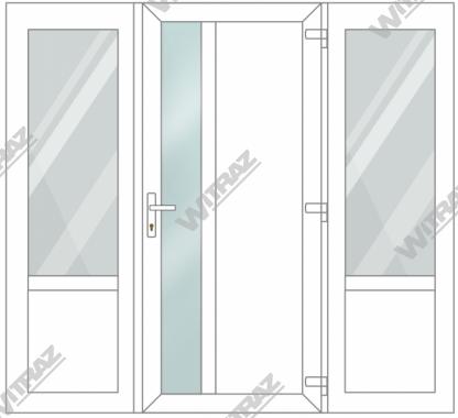   PVC entrance doors with 2 side windows - Door (matte glass + PVC) + 2 Sides (glass + PVC)