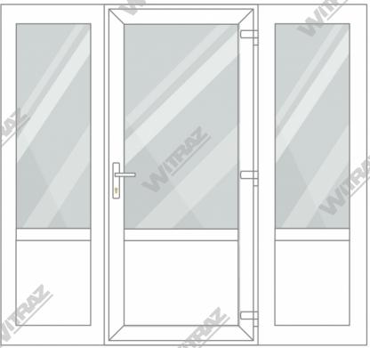   PVC entrance doors with 2 side windows - Door (glass + PVC) + 2 Sides (glass + PVC)