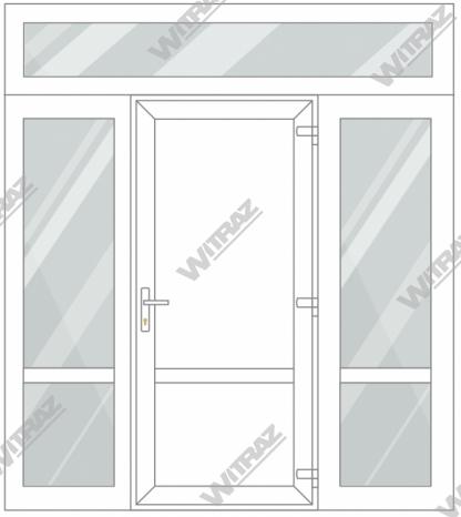  PVC entrance doors with 2 side and 1 top windows - Door (PVC + PVC) + 2 Sides (glass + glass) + Upper window (glass)