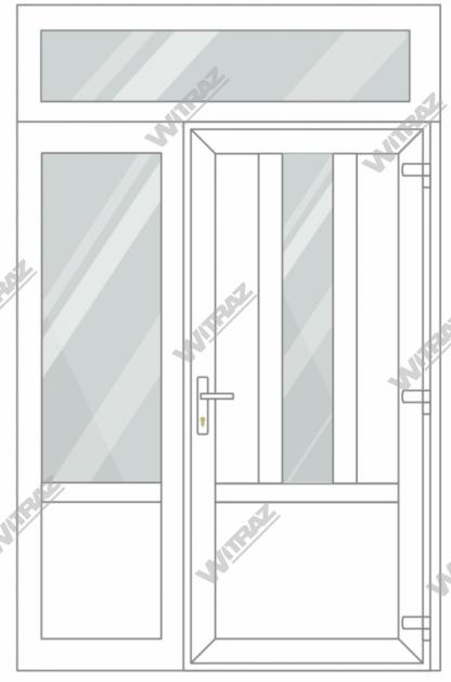   PVC entrance doors with 1 side and 1 top windows - Door ((PVC + glass + PVC) + PVC)) + Side (glass + PVC) + Upper window (glass)