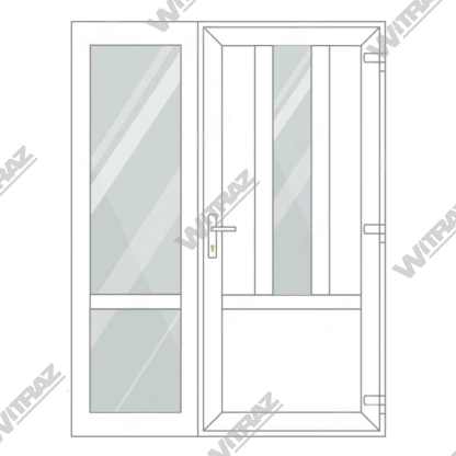  PVC entrance doors with side window - Door (3 PVC) + Side (glass + glass)