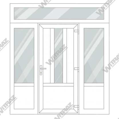  PVC entrance doors with 2 side and 1 top windows - Door (3 PVC) + 2 Sides (glass + PVC) + Upper window (glass)