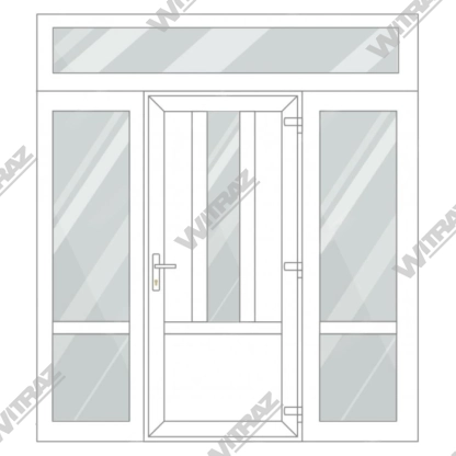  PVC entrance doors with 2 side and 1 top windows - Door (3 PVC) + 2 Sides (glass + glass) + Upper window (glass)