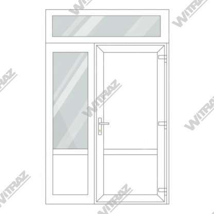  Puertas de entrada de PVC con una ventana lateral y con una ventana superior - Puerta (PVC + PVC) + lateral (cristal + PVC) + ventana superior (cristal)