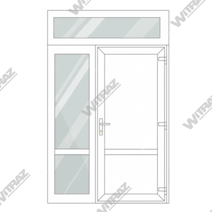 Puertas de entrada de PVC con una ventana lateral y con una ventana superior - Puerta (PVC + PVC) + lateral (cristal + cristal) + ventana superior (cristal)