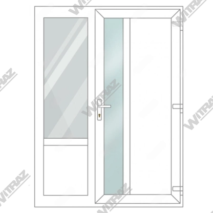  PVC entrance doors with side window - Door (matte glass + PVC) + Side (glass + PVC)