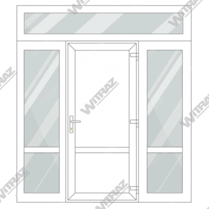  PVC entrance doors with 2 side and 1 top windows - Door (PVC + PVC) + 2 Sides (glass + glass) + Upper window (glass)