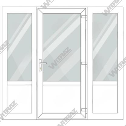   PVC entrance doors with 2 side windows - Door (glass + PVC) + 2 Sides (glass + PVC)