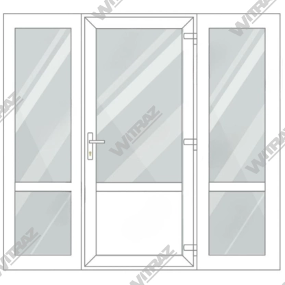   PVC entrance doors with 2 side windows - Door (glass + PVC) + 2 Sides (glass + glass)