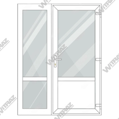  PVC entrance doors with side window - Door (glass + PVC) + Side (glass + glass)