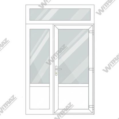   PVC entrance doors with 1 side and 1 top windows - Door (glass + PVC) + Side (glass + PVC) + Upper window (glass)